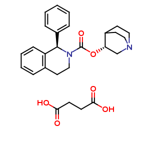 (1R)-3,4-Dihydro-1-phenyl-2(1H)-isoquinoline carboxylic acid (3R)-1-azabicyclo [2.2.2]oct-3-yl-ester butanedioic acid.