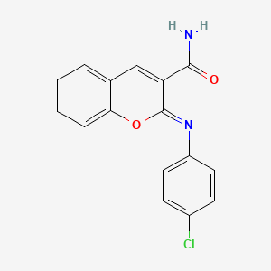 (2Z)-2-[(4-chlorophenyl)imino]-2H-chromene-3-carboxamide