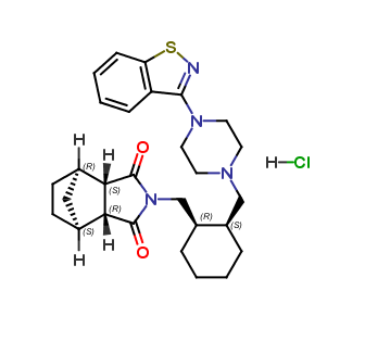 (3aR, 4S,7R, 7aS)-2[(1R,2S)-2-[4-(1,2-benzisothiazol-3-yl)-piperazin-1-ylmethyl]cyclohexylmethyl]hex
