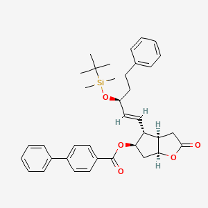 (3aR,4R,5R,6aS)-4-((S,E)-3-((tert-Butyldimethylsilyl)oxy)-5-phenylpent-1-en-1-yl)-2-oxohexahydro-2H-cyclopenta[b]furan-5-yl [1,1'-biphenyl]-4-carboxylate