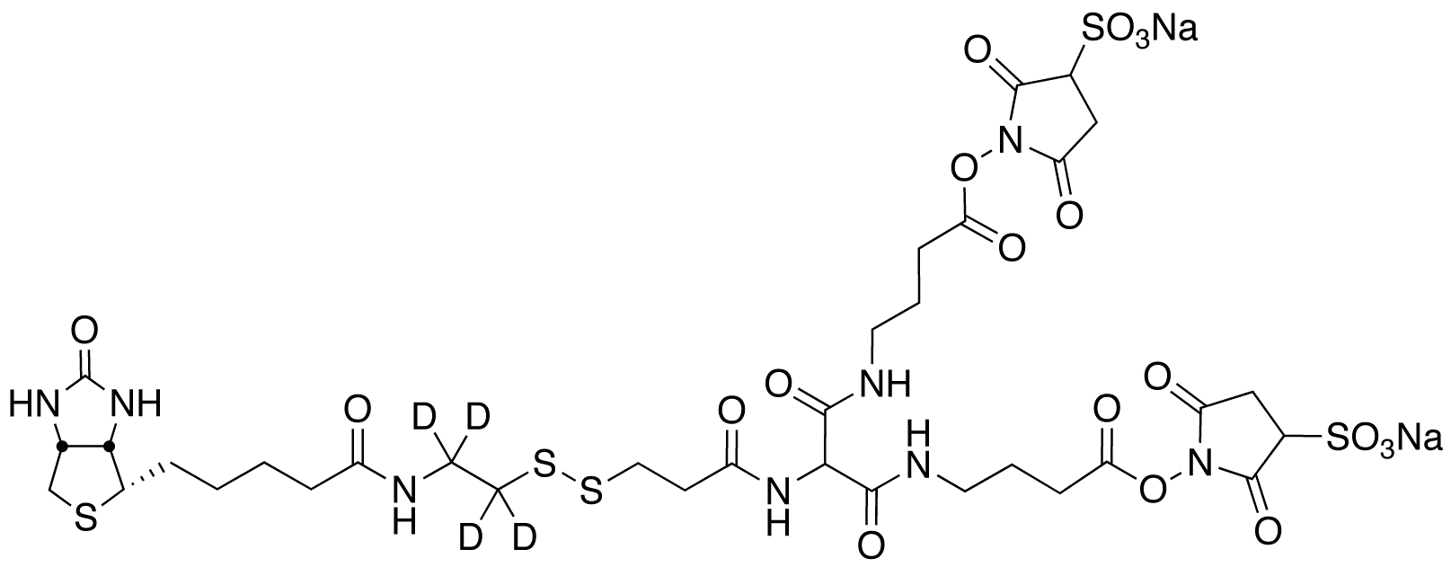 6-[2-Biotinylamidoethyl]-dithiopropionamido]-5,9-diaza-6,8-diketotridecanoic Acid Bis-N-sulfosuccinimidyl Ester-d4 Disodium Salt