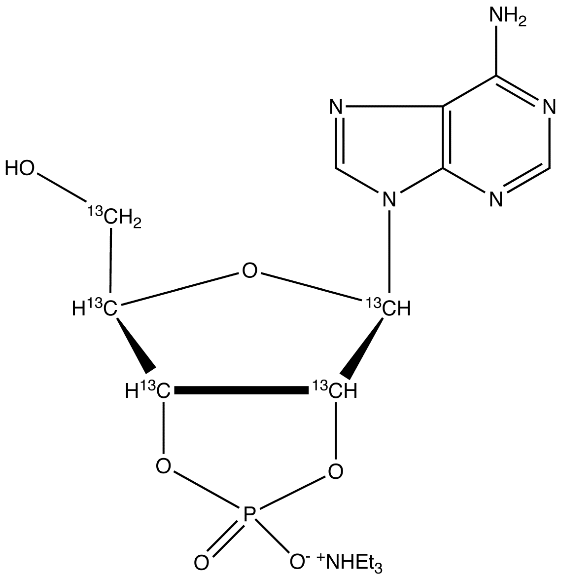 Adenosine 2’,3’-Cyclic Phosphate-13C5 Triethylammonium Salt