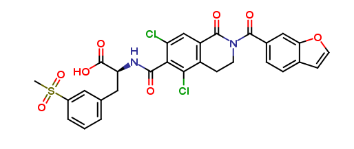 (S)-2-(2-(benzofuran-6-carbonyl)-5,7-dichloro-1-oxo1,2,3,4-tetrahydroisoquinoline-6-carboxamido)-3-(3-(methylsulfonyl)phenyl)propanoic acid