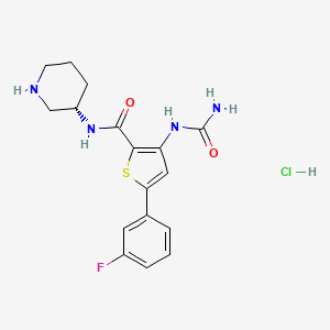 (S)-5-(3-Fluorophenyl)-N-(piperidin-3-yl)-3-ureidothiophene-2-carboxamide hydrochloride