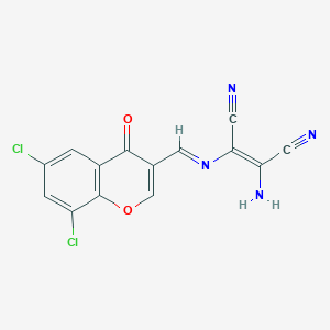 (Z)-2-amino-3-{[(E)-(6,8-dichloro-4-oxo-4H-chromen-3-yl)methylidene]amino}-2-butenedinitrile