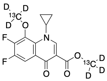 1-​Cyclopropyl-​6,​7-​difluoro-​1,​4-​dihydro-​8-​methoxy-​4-​oxo-3-​quinolinecarboxylic Acid Methyl Ester-13C2,d6