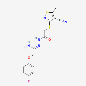 2-[(4-cyano-5-methyl-3-isothiazolyl)sulfanyl]-N'-[2-(4-fluorophenoxy)ethanimidoyl]acetohydrazide