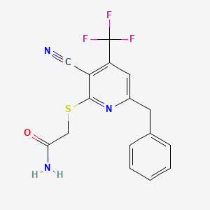 2-{[6-benzyl-3-cyano-4-(trifluoromethyl)-2-pyridinyl]sulfanyl}acetamide