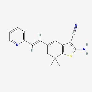 2-Amino-7,7-dimethyl-5-(2-pyridin-2-yl-vinyl)-6,7-dihydro-benzo[b]thiophene-3-carbonitrile