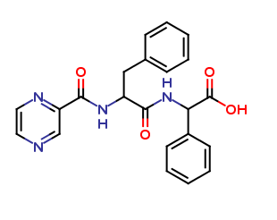2-phenyl-2-(3-phenyl-2-(pyrazine-2-carboxamido)propanamido)acetic acid