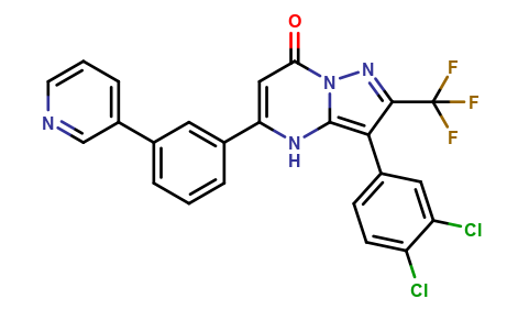 3-(3,4-Dichlorophenyl)-5-[3-(3-pyridinyl)phenyl]-2-(trifluoromethyl)pyrazolo[1,5-a]pyrimidin-7(4H)-one