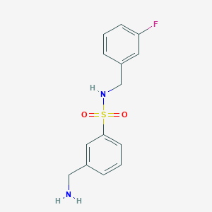 3-(aminomethyl)-N-[(3-fluorophenyl)methyl]benzene-1-sulfonamide