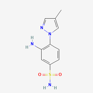 3-amino-4-(4-methyl-1H-pyrazol-1-yl)benzene-1-sulfonamide