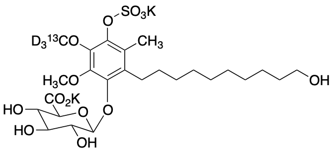 Dihydro Idebenone-(13CD3) 4-Sulfate 1-Glucuronide Dipotassium Salt