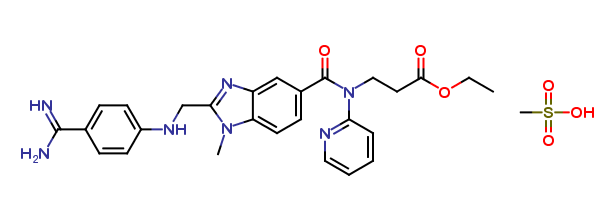 Ethyl 3-(2-((4-carbamimidoylphenylamino)methyl)-1-methyl-N-(pyridine-2-yl)-1H-benzo[d]imidazole-5-ca