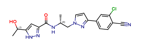 N-((R)-1-(3-(3-chloro-4-cyanophenyl)-1H-pyrazol-1-yl)propan-2-yl)-5-(1-hydroxyethyl)-1H-pyrazole-3-c