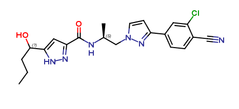 N-((S)-1-(3-(3-chloro-4-cyanophenyl)-1H-pyrazol-1-yl)propan-2-yl)-5-(1-hydroxybutyl)-1H-pyrazole-3-c