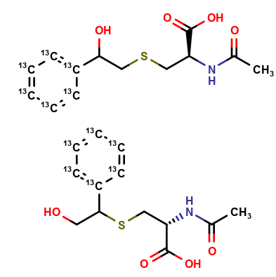 N-Acetyl-S-(2-hydroxy-1-phenylethyl)-L-cysteine-13C6 +N-Acetyl-S-(2-hydroxy-2-phenylethyl)-L-cysteine-13C6 (Mixture)