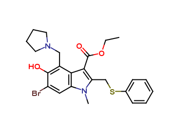 ethyl 6-bromo-5-hydroxy-1-methyl-2-((phenylthio)methyl)-4-(pyrrolidin-1-ylmethyl)-1H-indole-3-carbox